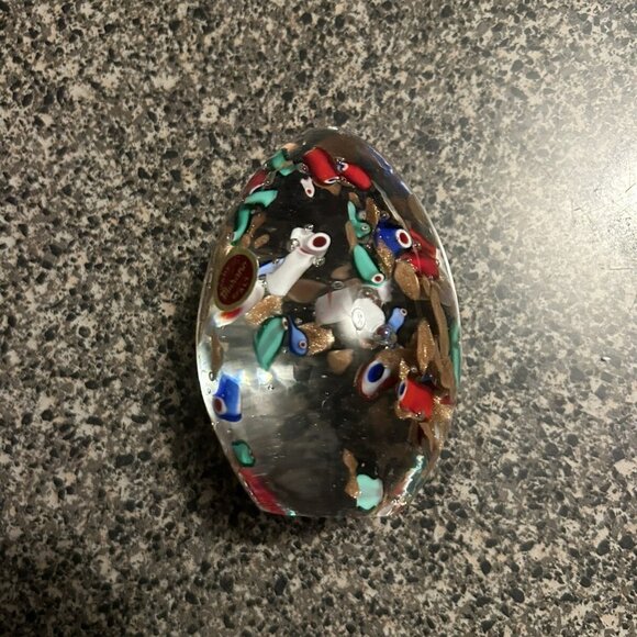 VINTAGE MURANO GLASS EGG shaped PAPERWEIGHT w/ Sticker 4 1/4" Office Pretty - Picture 5 of 5